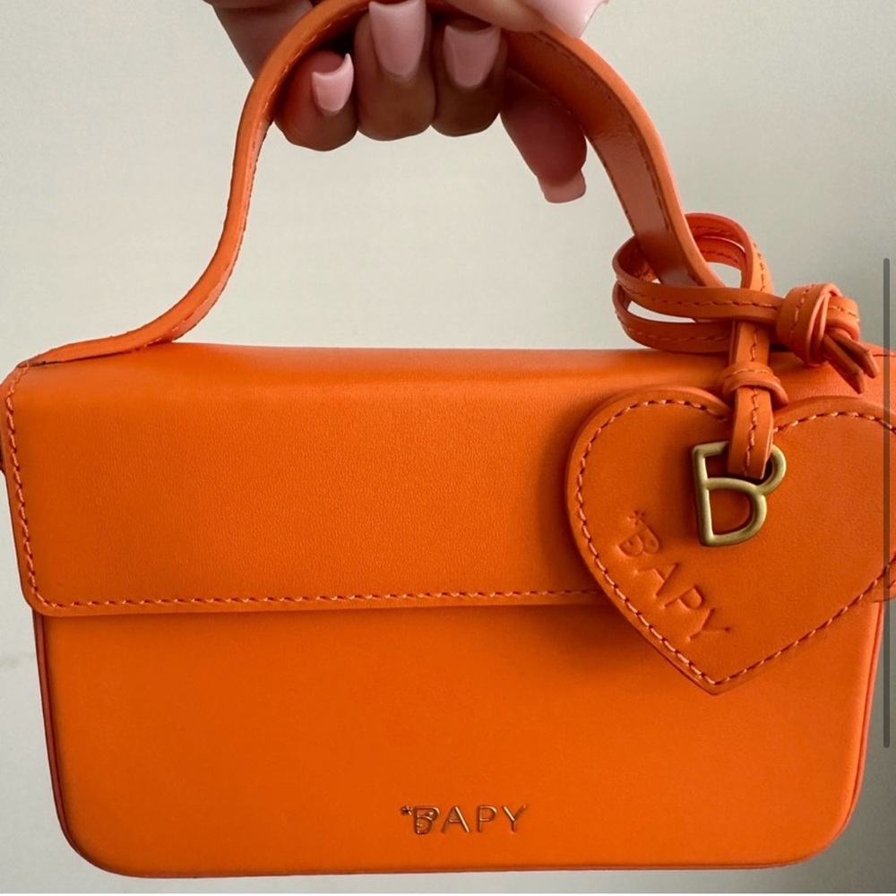 Bape Orange Mini Bags with Structured Design and Gold Accents